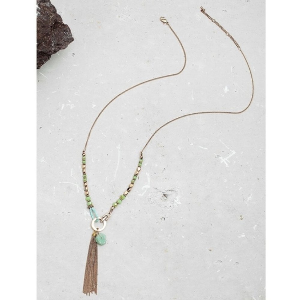 Amazonite Necklace Statement Long Boho